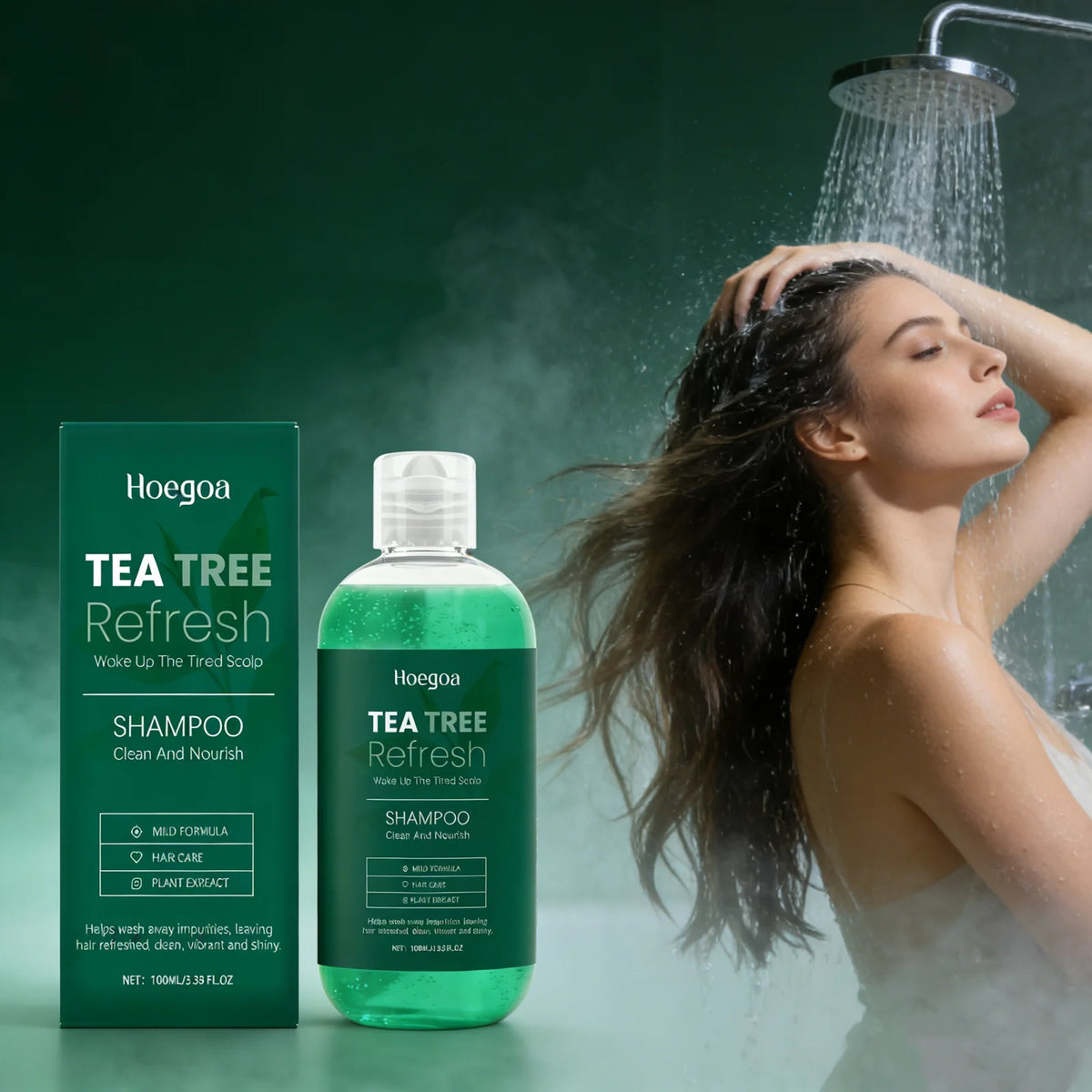 Tea Tree Oil Refreshing Hair Shampoo Deep Cleaning Nourish Scalp Remove Dandruff Reduce Breakage Frizz Smooth Hair Care Shampoo