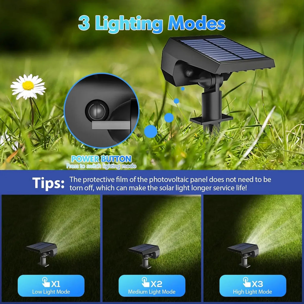 ‌Solar Lights Outdoor, IP68 Waterproof, 56 LEDs, 3 Modes, Solar Powered Garden/Yard Spotlights ﻿