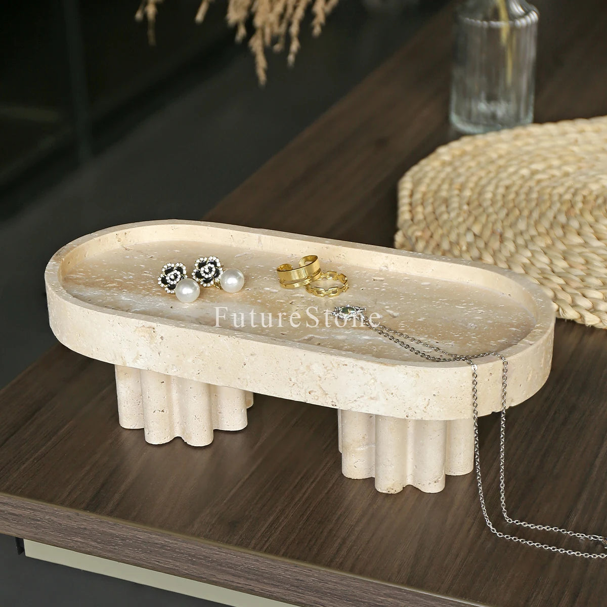 Modern Light Luxury Natural Marble Pallet Restaurant Advanced Decorative Tray Living Room Fruit Desserts Pastries Storage Pallet