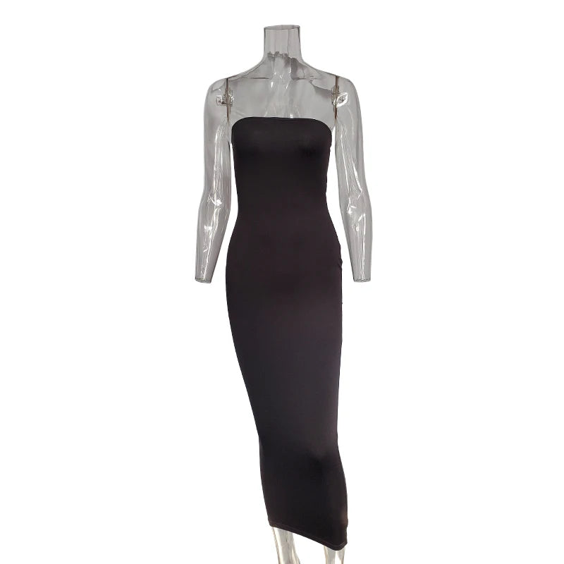 Summer Women's Sexy Sleeveless Chest Wrapped Long Beach Dress
