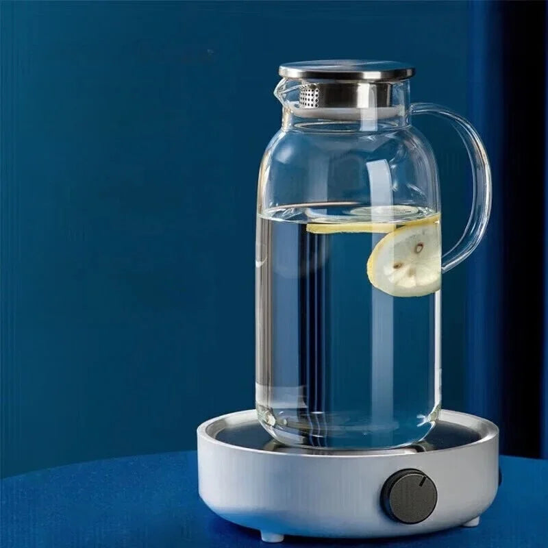 COOKER KING 1.8/2.5L Glass Water Kettle High Borosilicate Glass Water Pitcher with Stainless Steel Filter Tip Home/Office Teapot
