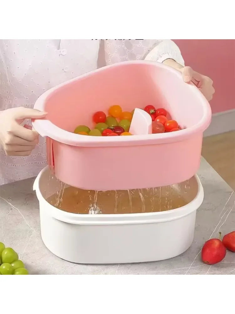 Vegetable and Fruit Washing Machine With Bowl Cover Drain Basket Full Side Rotation Cleaning Kitchen Accessories