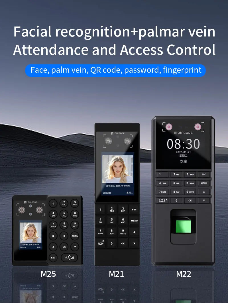 Palm Vein Face Recognition Access Control System Employee Attendance Machine Fingerprint Unlocking RFID Card