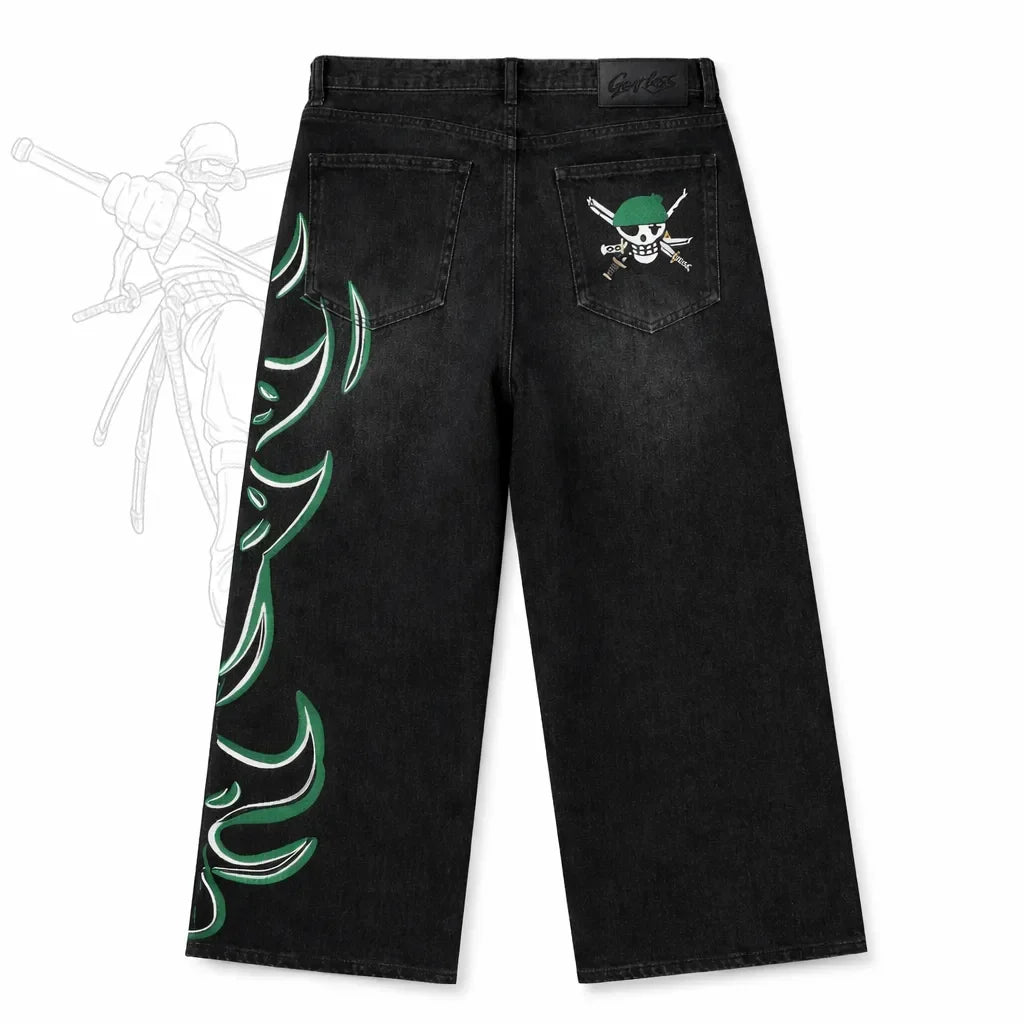 Harajuku Zoro Y2k Baggy Jeans Women Vintage Wide Leg Denim Pants Popular Jeans Streetwear Couples Trouser Men Clothing