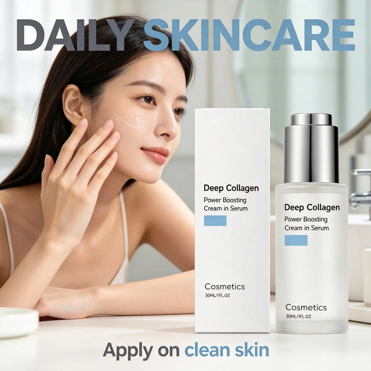 Deep Collagen Power Boosting Cream in Serum Hydrating Boost Elasticity Smooth Skin Texture Makeup Primer Daily Care 30ml