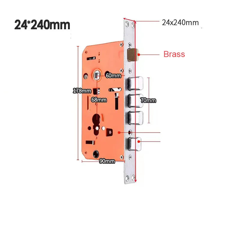 Universal Half Stainless Steel Anti-Theft Mortise Door Lock Body Thickened Security Door Lock Part Hardware Fittings