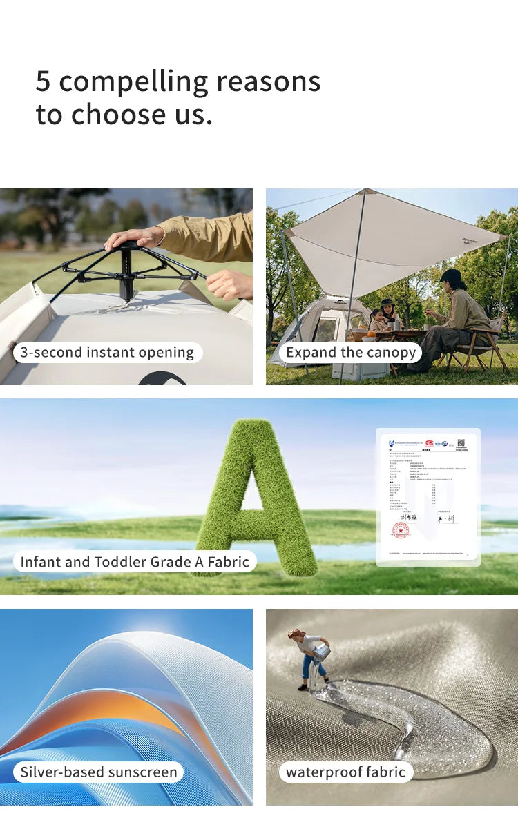 Naturehike Ango S  3 4 Person Tent Outdoor Automatic Tent Family Waterproof Park Tent One-Touch Tent Portable Sun Shelter Tent