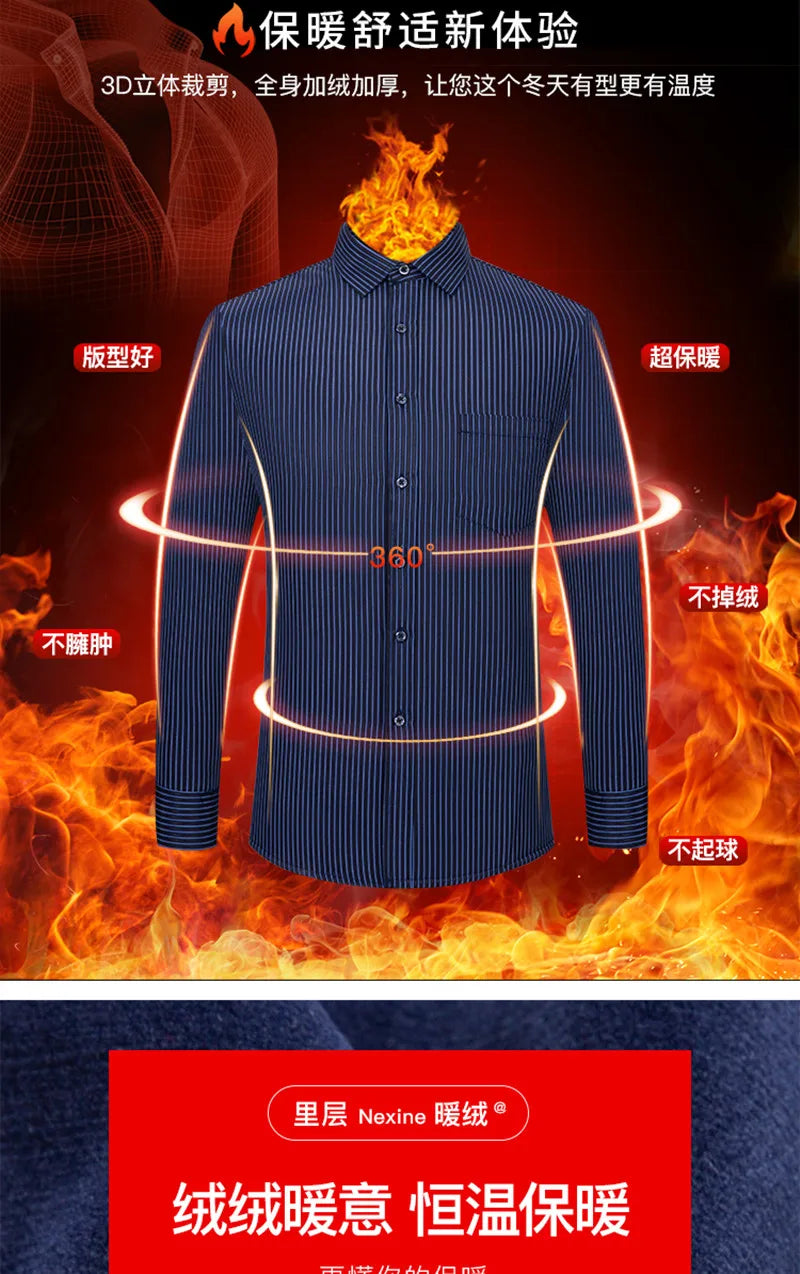 2026 Winter New arrival Men's Fashion Casual Long Sleeve Shirt autumn Men Fleece Thick Warm High Quality Large Size Shirt M-4XL