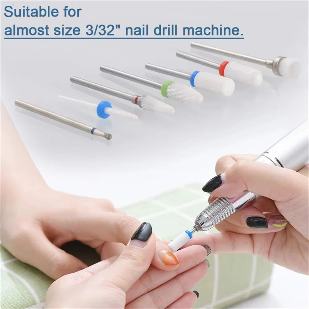 Nail Drill Bits Set, E-file 3/32 inch Bits Manicure Pedicure Remover Tools for Acrylic Gel Nails, Salon Home Nail Care Supplies