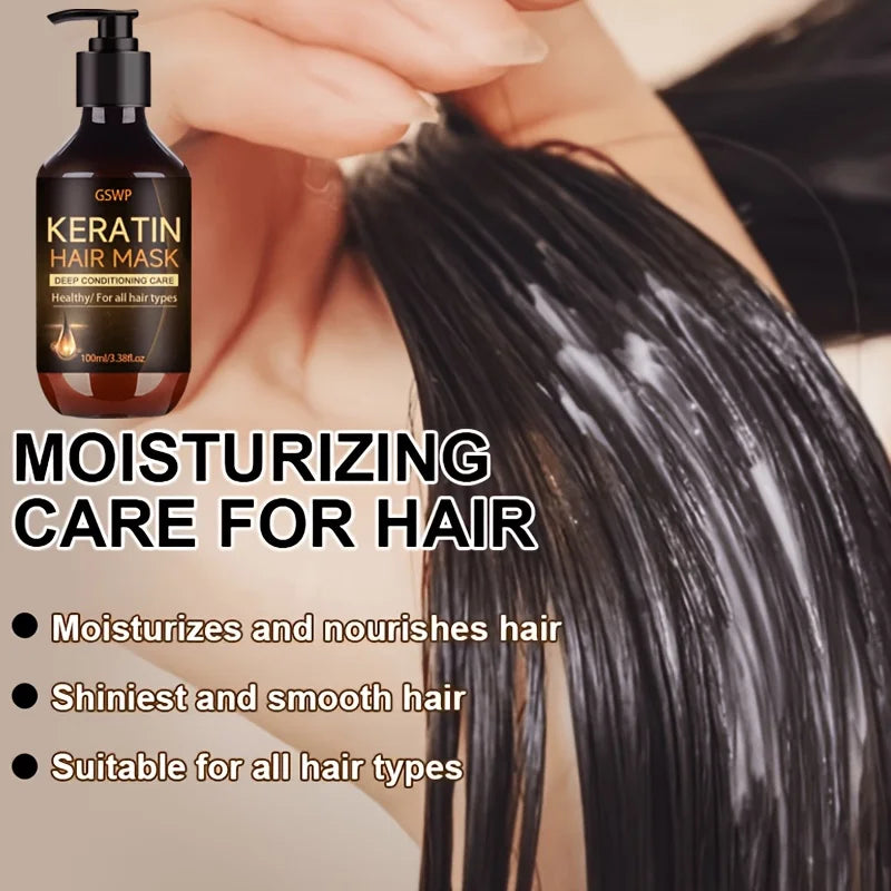 GSWP Keratin Hair Mask: Deeply Hydrates and Moisturises, Reduces Frizz and Split Ends, Leaving Hair Soft and Shiny.100/200ml