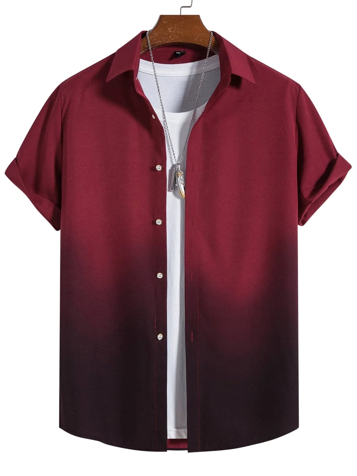Hawaiian Men's Short Sleeved Shirt with Summer Gradient Design, 3D Graphic Printing, Loose Oversized Lapel Casual Shirt