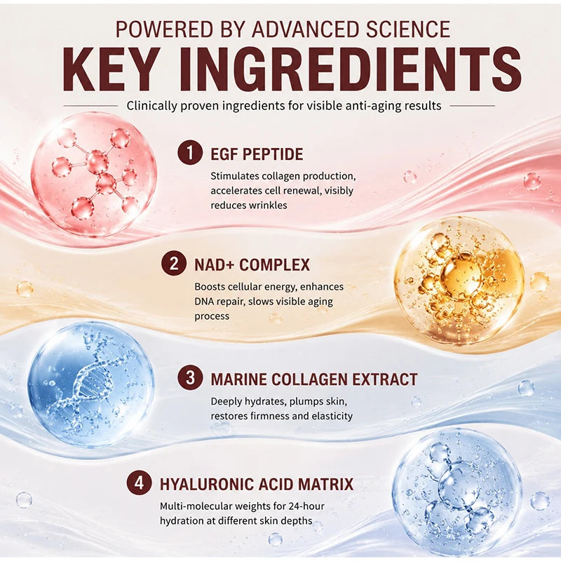 30ml EGF NAD Collagen Face Serum, Firming Hydrating Nourishing Essence, Helps Improve Fine Lines & Enhance Skin Elasticity Care