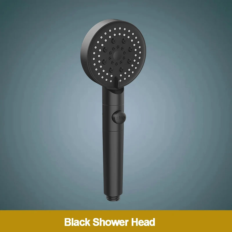 ZhangJi 2025 New 5-Function Shower head with Stop button 10cm Big Panel Silicone gel Hole Easy Cleaning Bathroom Nozzle Sprayer