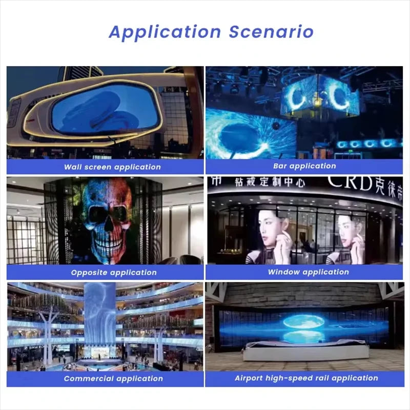 Customizable Window Glass Indoor Digital Advertising Transparent Flexible Film Led Display P6 P8 Led Film  P10 Led Screen