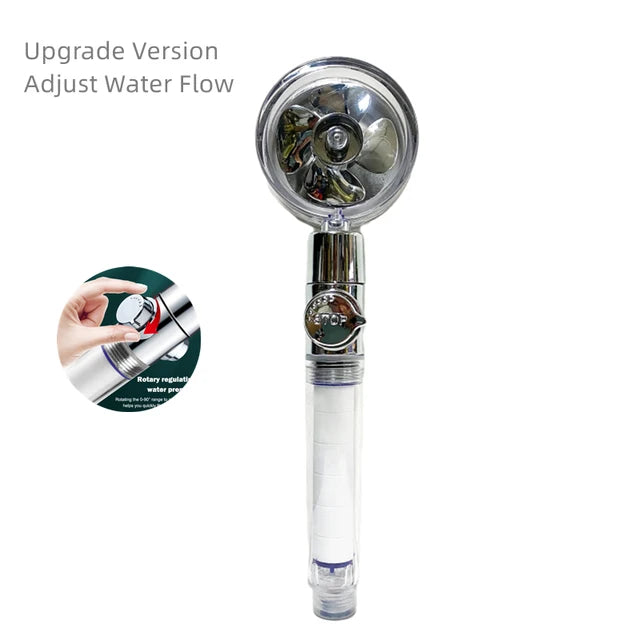 Shower Head Water Saving Flow 360 Degrees Rotating With Small Fan ABS Rain High Pressure Spray Nozzle Bathroom Accessories