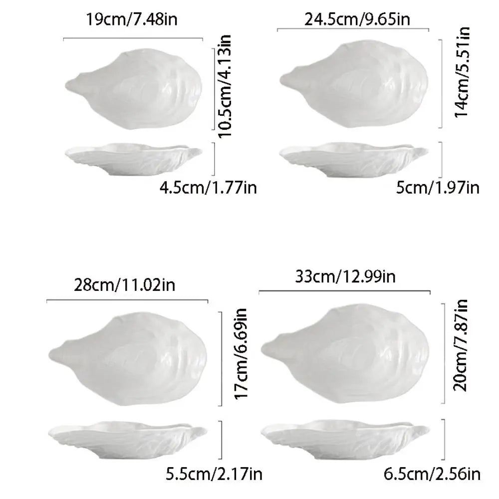 Kitchen Organizer Ceramic Sashimi Plate Creative Oyster Shell Shape Storage Dish Reusable Multi-Function Dessert Tray Festival