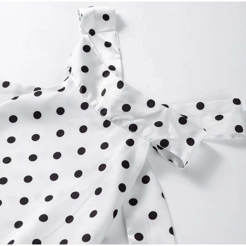 Fashion Lace Up Polka Dot Mini Dress Women Square Collar Short Sleeve Satin Party Dresses2026 Summer Lady Elegant Beach Robe New