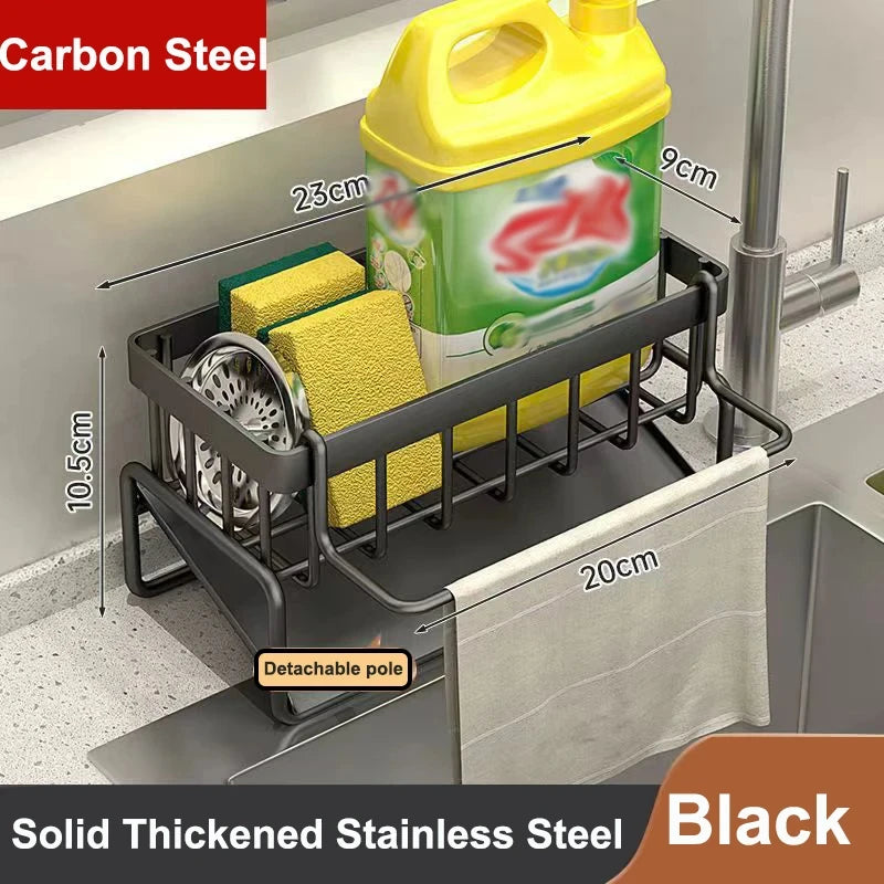 Kitchen Sink Drain Rack Organizer Plastic Self-draining Sink Shelf Soap Sponge Holder Dishcloth Towel Rack Filter Basket
