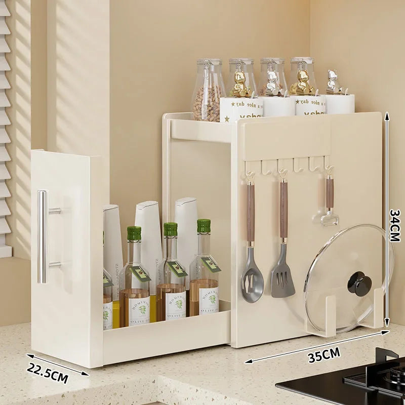 Shelf Kitchen Pull-out Seasoning Countertop Multifunctional Seasoning Storage Rack Dustproof Extremely Narrow Side Box Cabinet