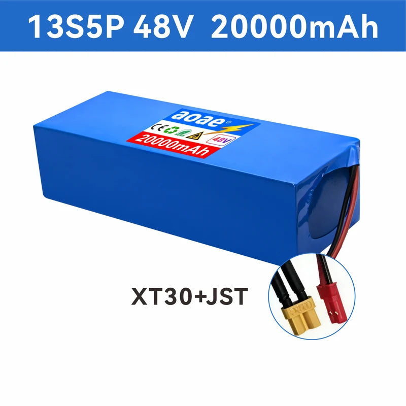48V Scooter Battery 20Ah 13S5P A-Grade Cells 1000W-2000W Built-in BMS XT60 DC JST High Power Long Lasting for Electric Scooter