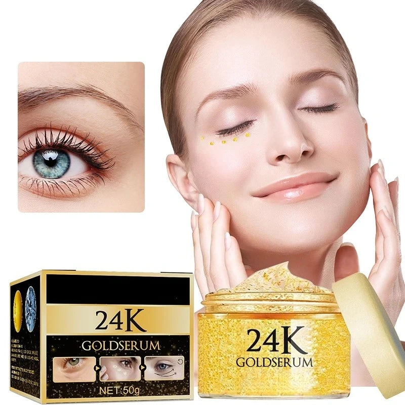 24K Gold Face Serum Fade Dark Circles Fine Line Anti Aging Cream Smoothing Nourishes Firming Lifting Brighten Skin Care Essence