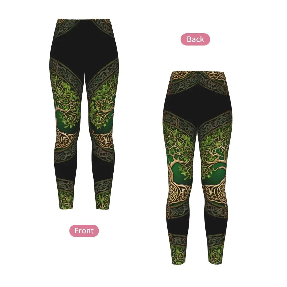 Women Full Length Elastic Leggings High Waist Tight Pants Tree Of Life Casual Bottoms