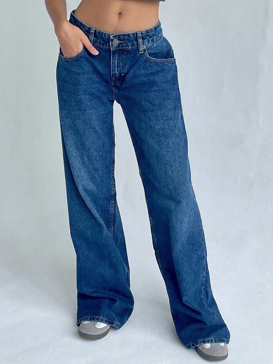 Y2K Baggy Jeans for Women Trendy Low Rise Casual Straight Leg Boyfriend Jeans Denim Pants with Pocket Streetwear