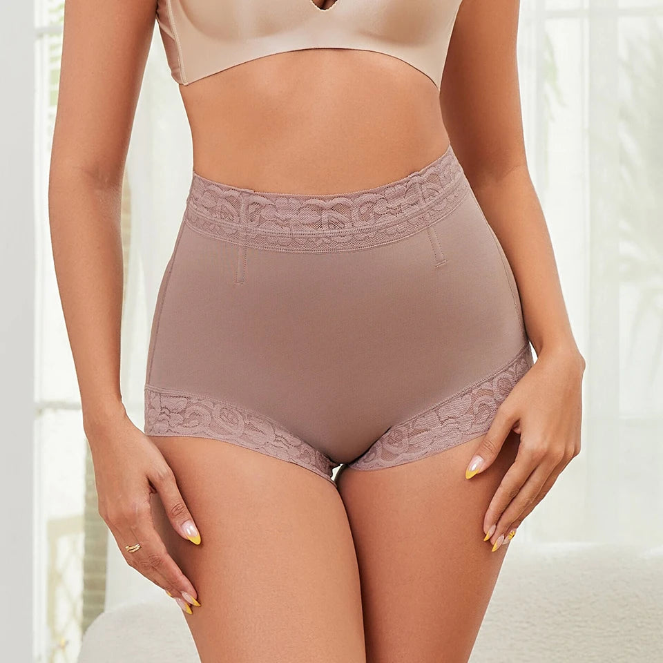 Women Slimming Shapewear Panties Mid Waist Trainer Hip Enhancer Underwear Compression Unti-Slip Lace Tummy Control Undershorts