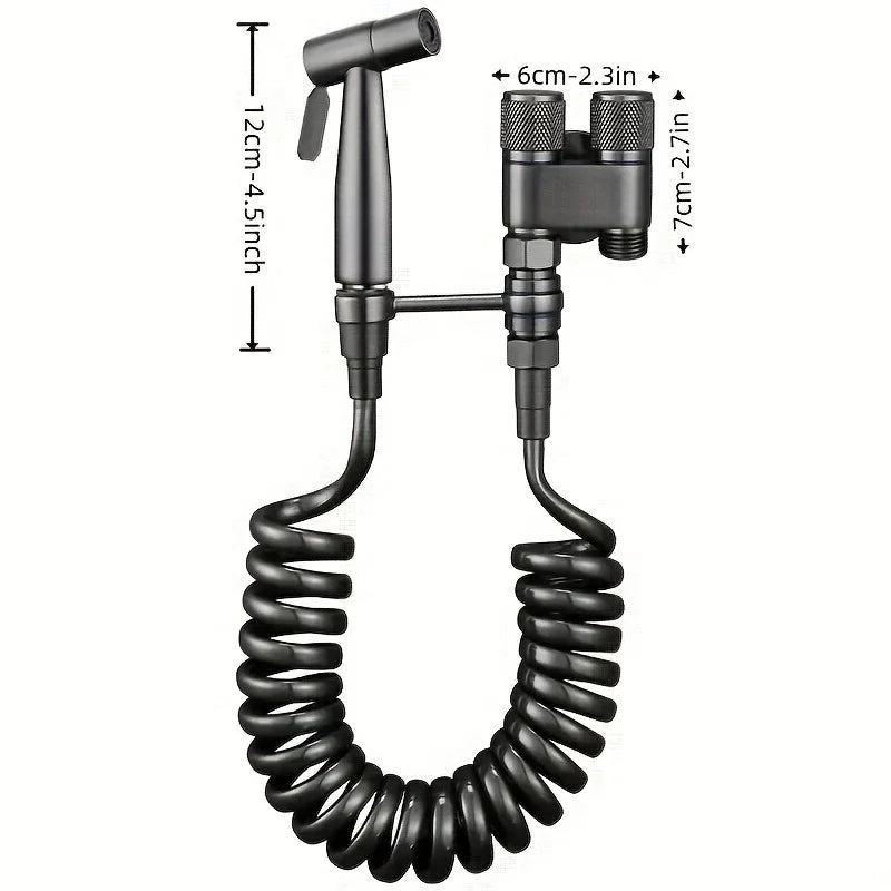 Wall mounted double outlet toilet spray, matching stainless steel wire drawing and polishing design, G1/2 thread, no power