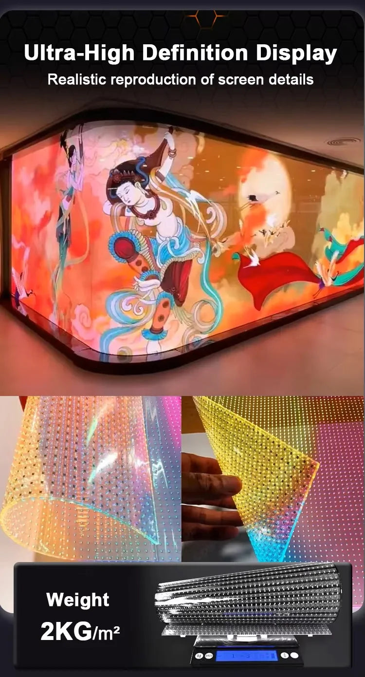 P6 P8 P10 Flexible LED Film LED Display Screen Adhesive LED Transparent Glass Film LED Screen Transparent LED Screen Film