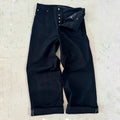 Black Raw Denim Jeans Baggy Pants Japanese Red Edge Raw Selvedge Fabric Straight Leg Men's Casual Trousers