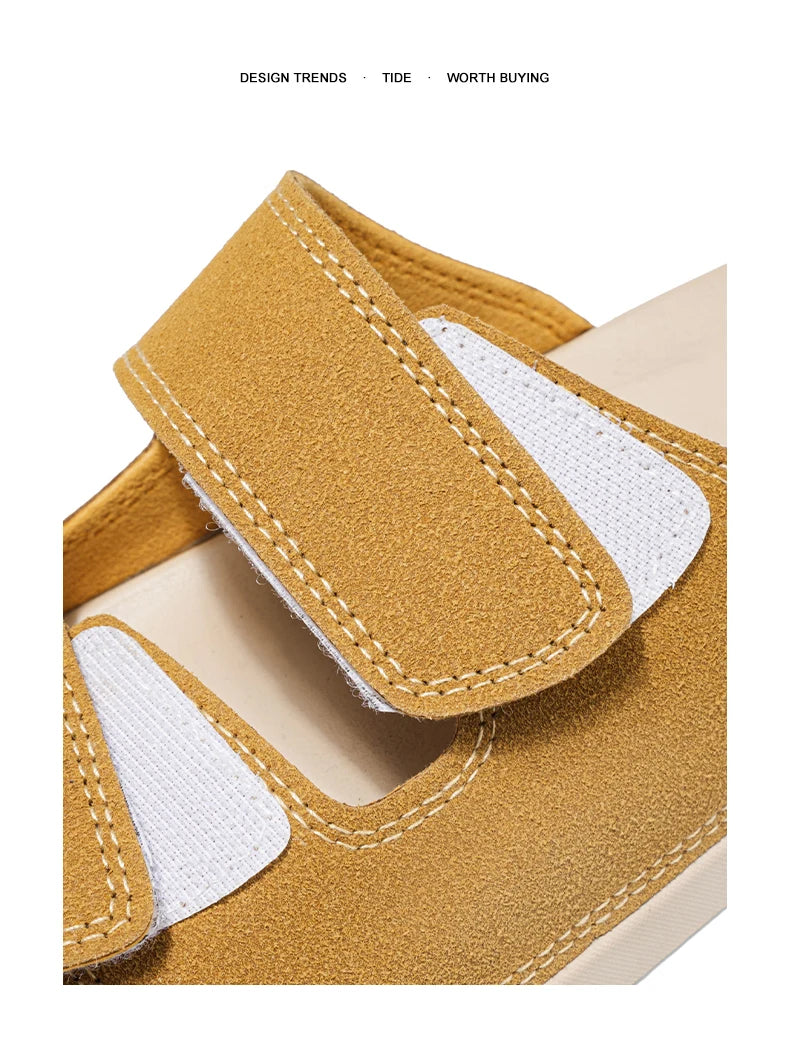 Birkent Men's Sandals Summer 2026 Outdoor Sports Beach Flat Slippers Thick Bottom Anti-slip Wear-resistant Casual Slip-ons