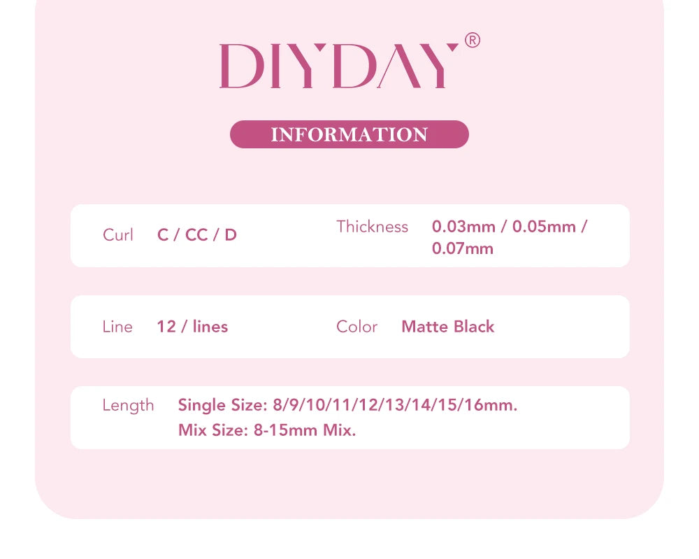 DIYDAY Easy Fan Volume Eyelash Extensions Wholesale C D Curve Easy Blooming PBT Mink Eyelashes Camellia False Lashes Supplies