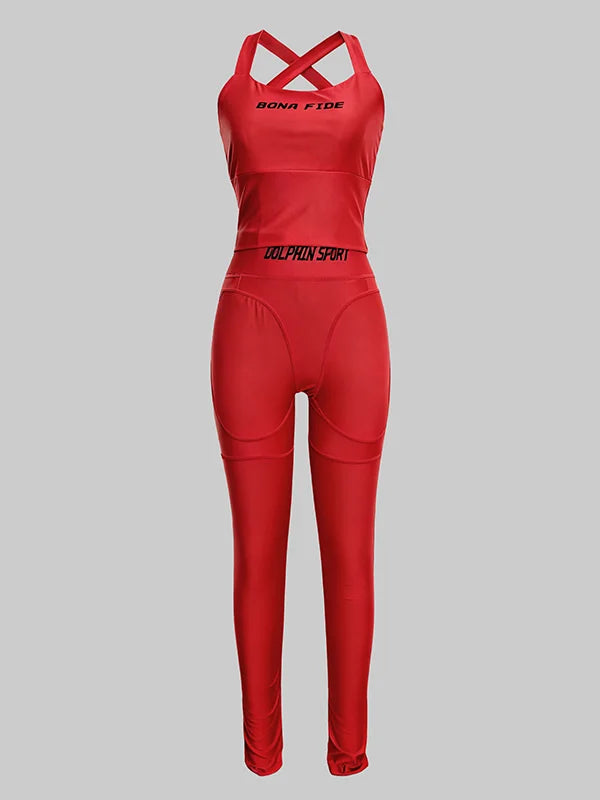 Gymdolphin Women's Solid Color Seamless Slim Fit Halter Fitness Pant Set 2026 Summer Fashion Sexy Yoga Sports Two-piece Set