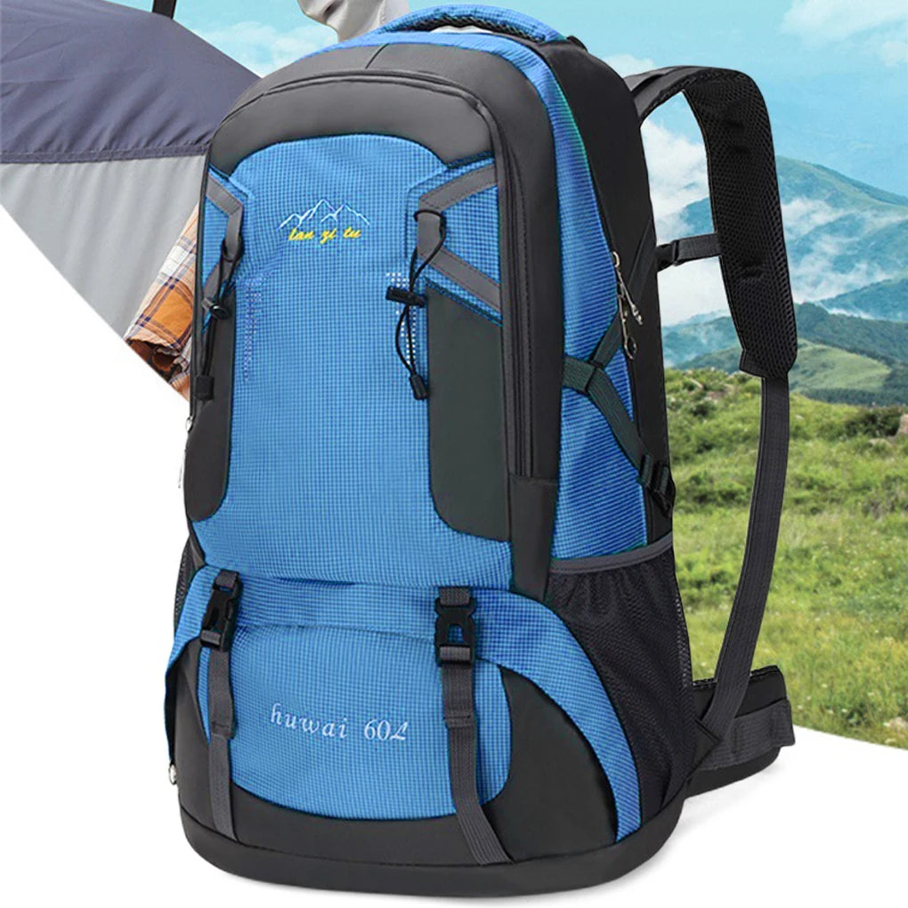60L Backpack Outdoor Large Capacity Waterproof Rucksack Climbing Pack Zippered Portable Lightweight Bag