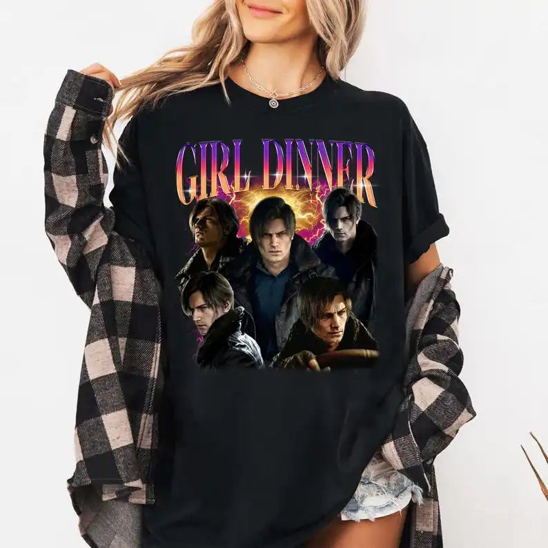9 Requiem Leon S. Kennedy Girl Dinner Cotton  Game  Black shirt