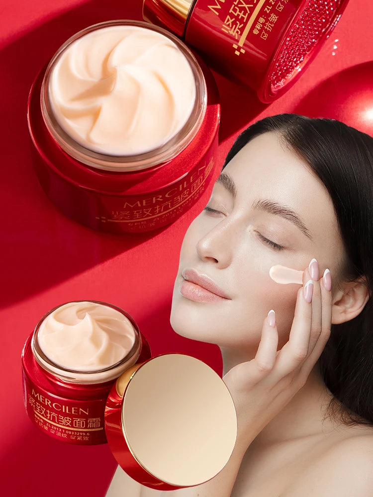 Mercilen Firming and Moisturizing Face Cream 50g, Deeply Nourishing and Firming Moisturizing Cream, Daily Care Facial Lifting Cream, Evens Out Skin Tone, Improves Fine Lines on the Face, Makes Skin Look Younger, Suitable for
