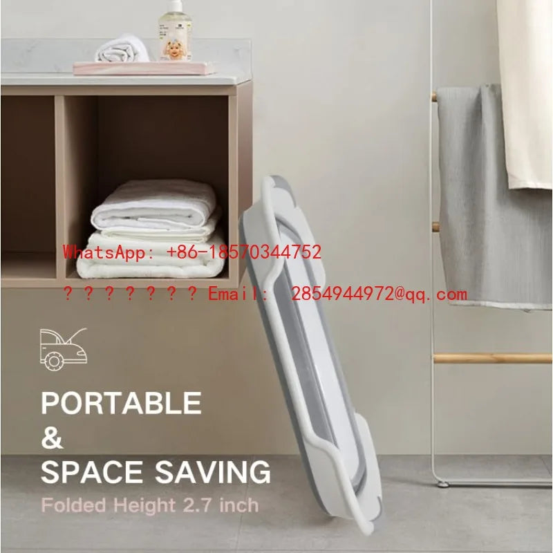Foldable Pet Bathtub with Drain Plug, Foldable Bathtub for Dogs and Cats, Portable and Space Saving Design