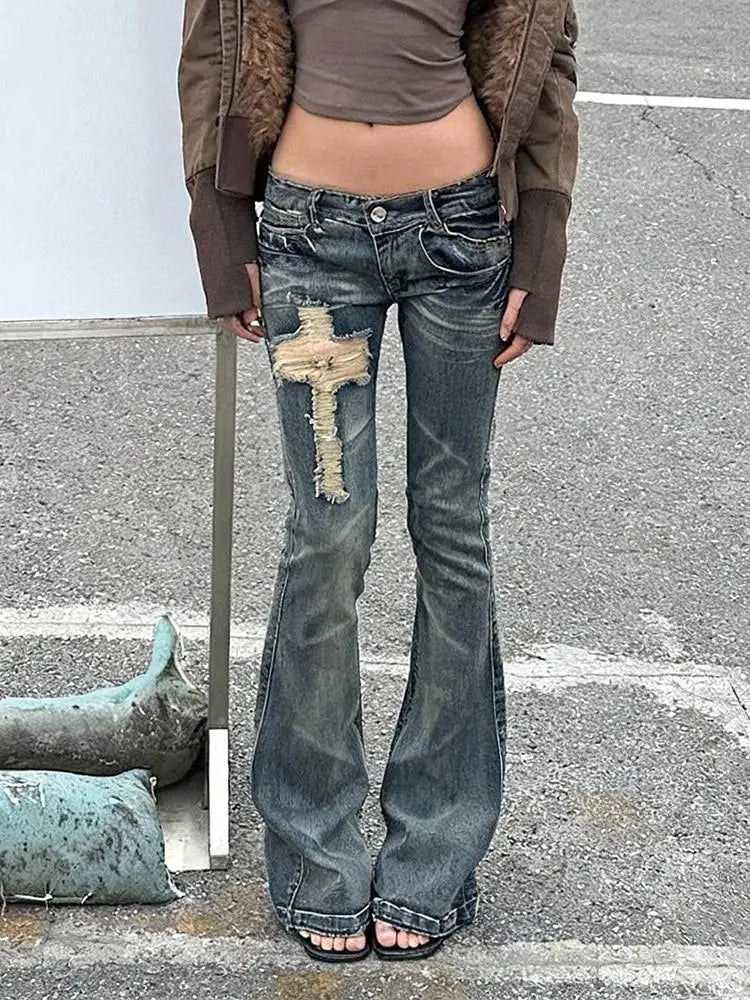 Tonngirls 2000s Japanese Jeans Pants Women Low Waist Denim Pant Streetwear American Retro Y2k Trousers Jeans Slim E-girls Jeans
