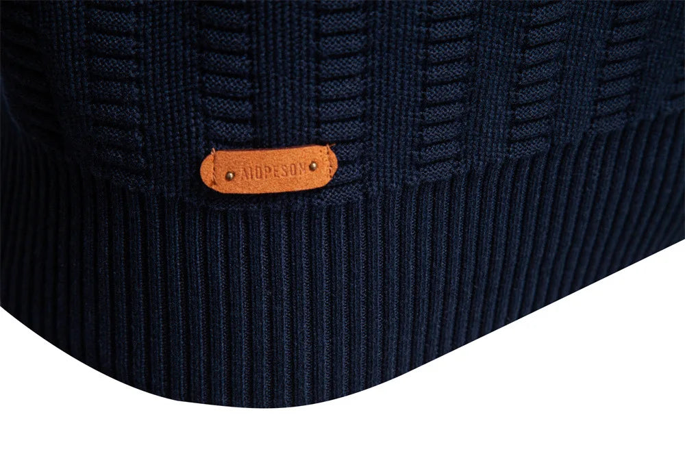 Men's Solid Color Casual Trendy Simple Basic Half Zipper Stand Collar Knitted Pullovers Autumn Winter New Fashion Sweater Tops