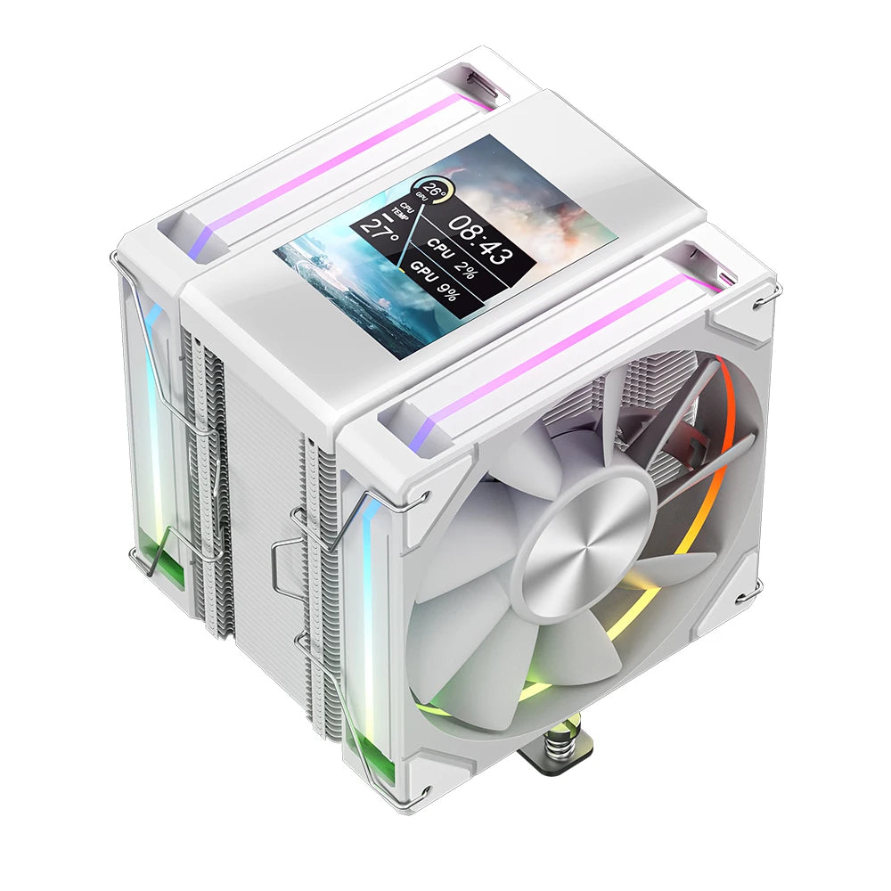 Power Train X-GAMERX MK8 Air Cooling CPU Radiator 6 Heat pipes Radiator ARGB Dual Fan LCD Screen Cooler INTEL LGA1700 1200 AM5