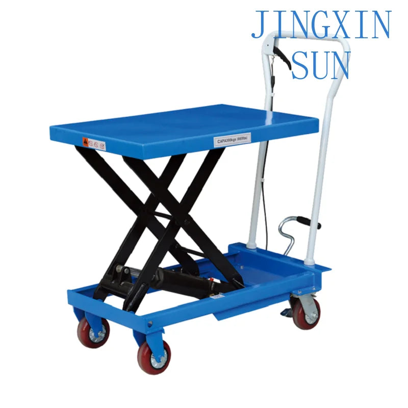 300kg Portable Manual Scissor Lift Table for Warehouse for Industrial Use Heavy Duty Mobile Trolley Lift Platform for Loading