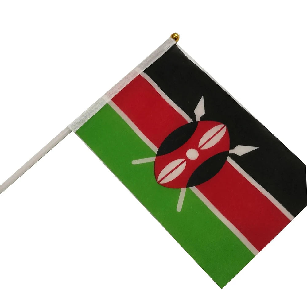 14*21cm Kenya Hand Flag, Kenya Kenyan National Flag World African Countries Hand Held Small Waving Flag