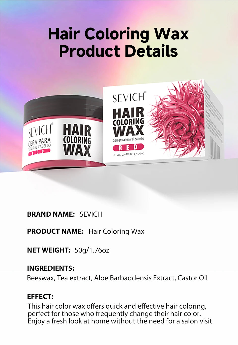50g Disposable Hair Mud Wax 13-Color Hair Colouring Waxes Hairstyle Styling Paste for Men Women Teen Party Role Play Halloween