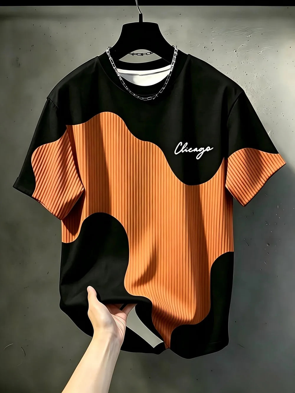 Summer Men's Round-neck T-shirt with 3D Print Colorful Design Breathable Lightweight Casual Fashionable Streetwear Clothing