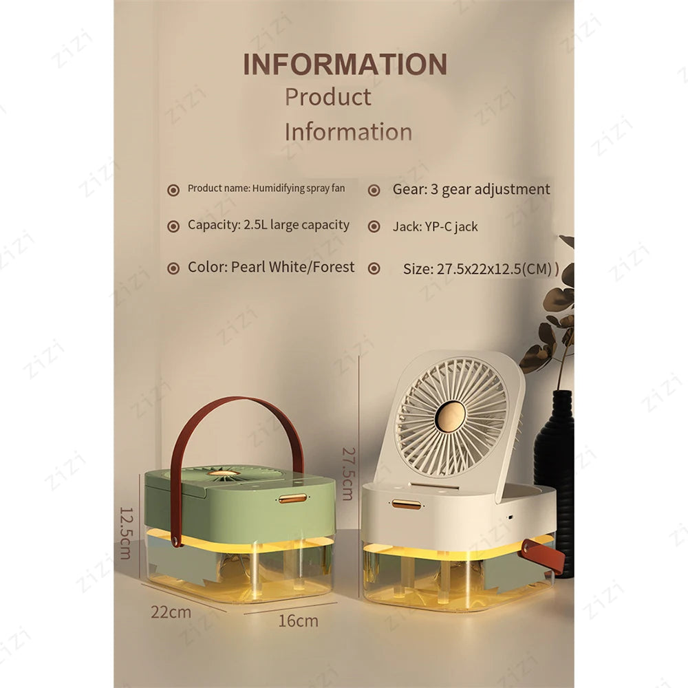 Double Port Spray High-capacity Electric Fan Humidifier USB Portable Portable Remote Control Humidifier with Atmosphere Light