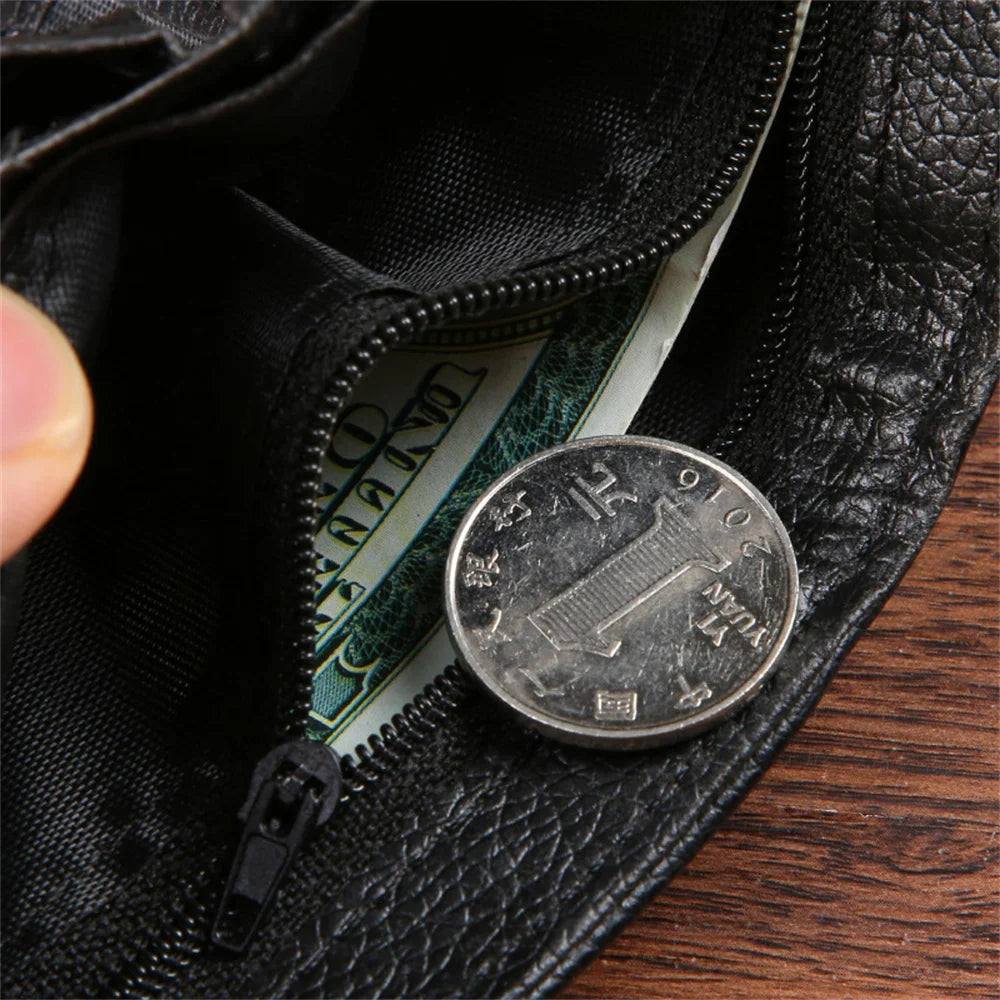Vintage PU Leather Mens Wallets Solid Sample Style Zipper&Hasp Purse Card Holders Famous Brand High Quality Male Wallet