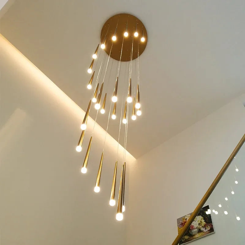 Stair Led Ceiling Chandeliers Duplex Loft Lamp Living Room Decoraction Luxury Light Appliance Hanging Lamps For  Lustre