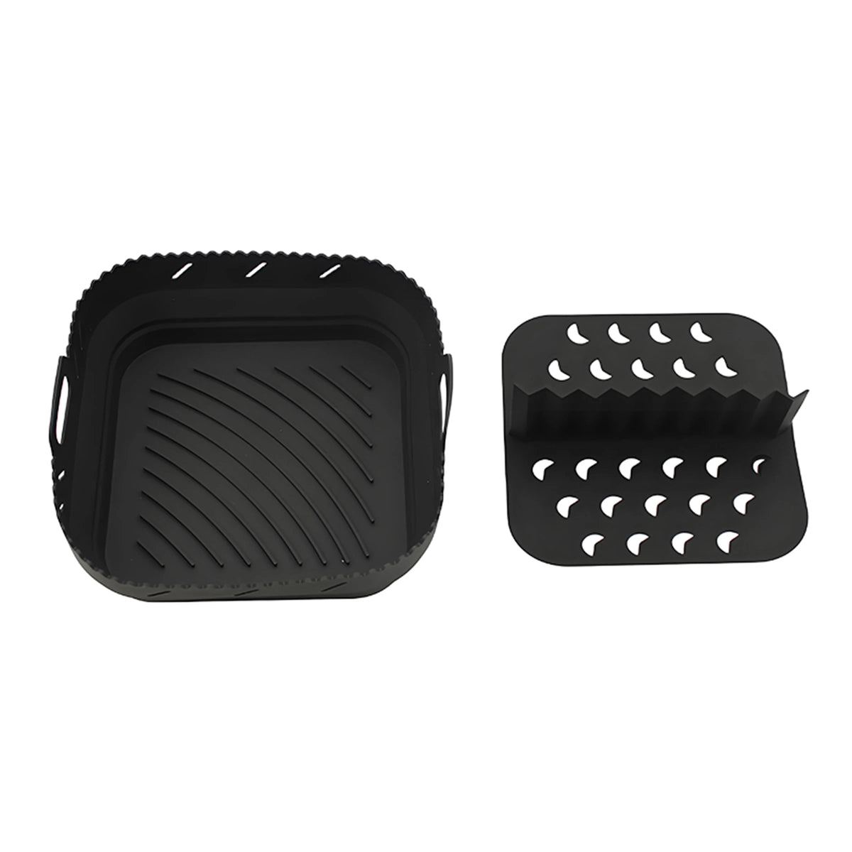 Square Silicone Air Fryer Liner with Divider Non-Stick Easy to Clean Dishwasher Safe Food Riser Holder