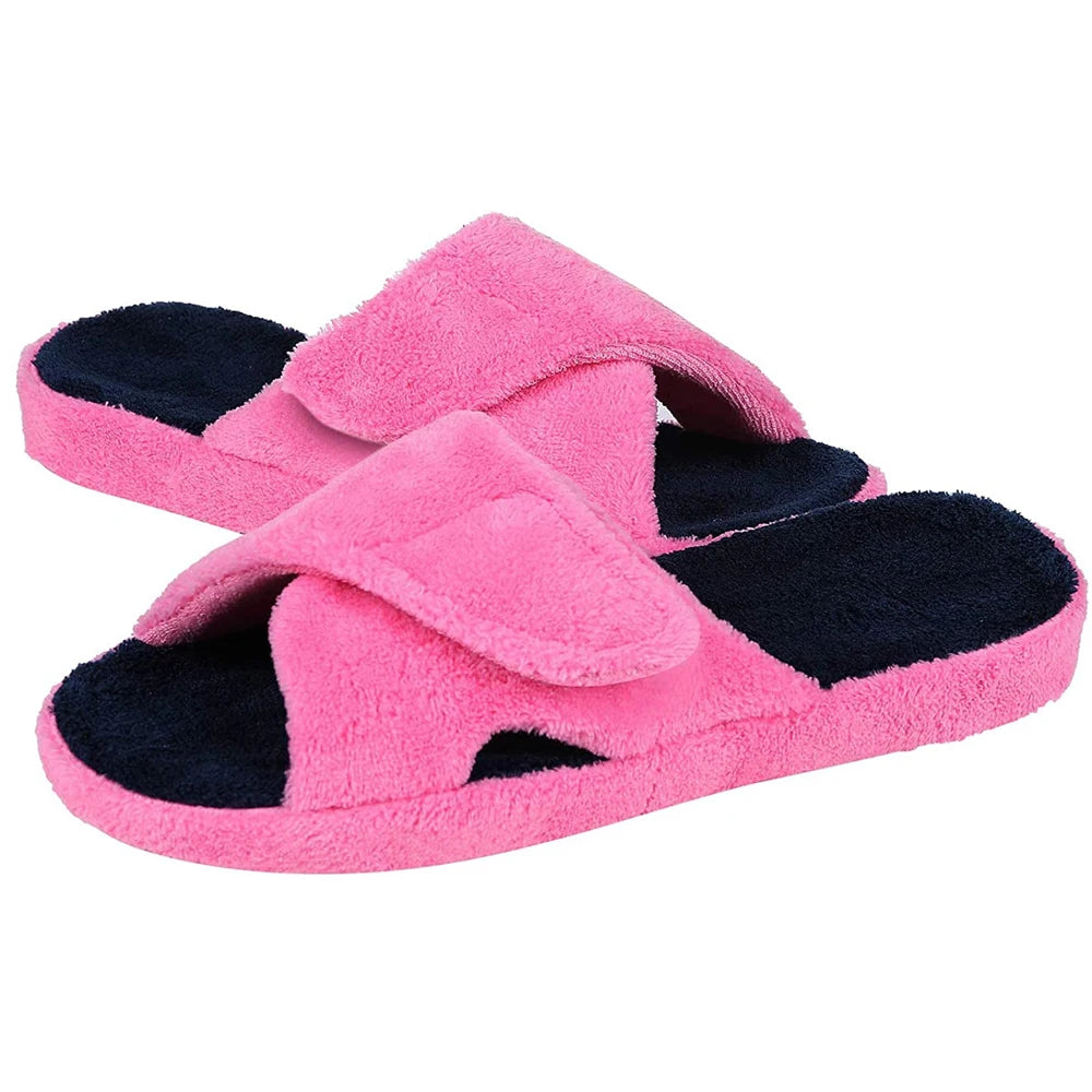 Evshine Memory Foam Women Slippers Fashion Open Toe Orthopedic House Slippers Corduroy Bedroom Slides Cotton Shoes For Women